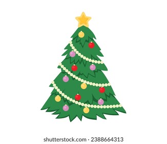  Christmas tree isolated on white background. Vector illustration for holiday New Year. Handmade illustration, not AI