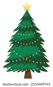 Christmas tree isolated on white background, Vector Abstract Christmas Tree