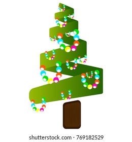 Christmas tree isolated on white background, Vector illustration