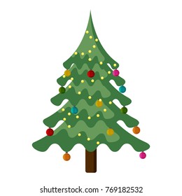 Christmas tree isolated on white background, Vector illustration