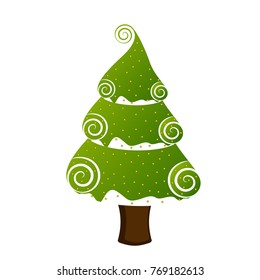 Christmas tree isolated on white background, Vector illustration