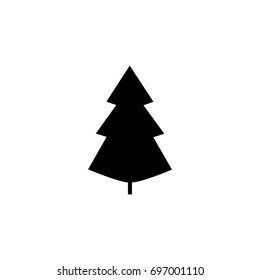 Christmas tree isolated. Silhouette design green spruce on white background. Symbol of winter, decoration, Christmas holiday season. Isolated design graphic element. Flat image. Vector illustration