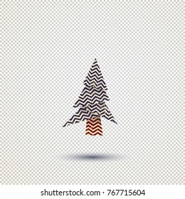 Christmas tree isolated with simple abstract pattern no background