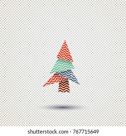 Christmas tree isolated with simple abstract pattern no background