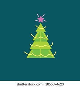 christmas tree isolated vector flat illustration. design element