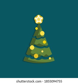 christmas tree isolated vector flat illustration. design element