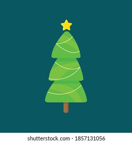 christmas tree isolated vector flat illustration. design element