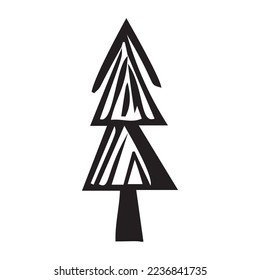 Christmas tree isolated vector motif. Stylized xmas design. 