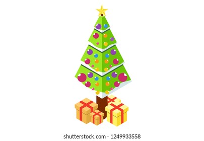Christmas tree isometric illustration for Christmas celebration, vector illustration