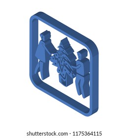 Christmas tree isometric left top view 3D icon