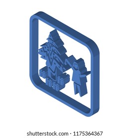 Christmas tree isometric left top view 3D icon