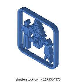 Christmas tree isometric left top view 3D icon