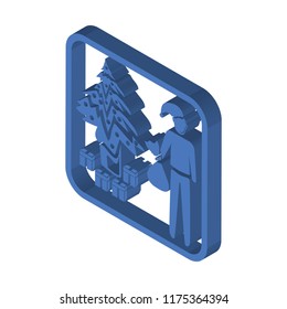 Christmas tree isometric left top view 3D icon