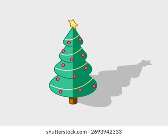 Christmas tree isometric vector illustration with shadow