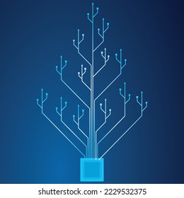 Christmas tree IT, element, light, plant, electricity, abstract, isolated, idea, vector, graphic, symbol, business, technology, white, concept, illustration, background, tree, icon, design.