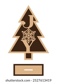 Christmas tree laser cut template standing decoration. 