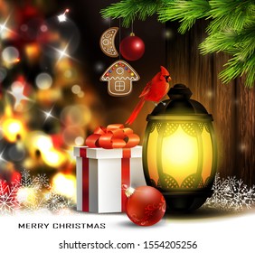 Christmas tree light background lantern