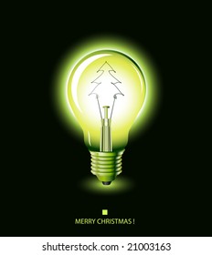 christmas tree light bulb - green - vector