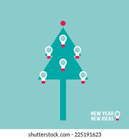 Christmas tree with light bulb. Successful business every year concept. Happy New Year and Merry Christmas. Vector illustration