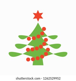 Christmas tree with light bulbs on a white background. Vector illustration