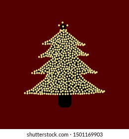 Christmas tree light decoration design with red background.