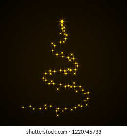 Christmas tree light gold stars effect