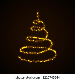 Christmas tree light gold stars effect