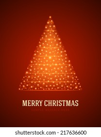 Christmas tree from light lines background. Vector illustration
