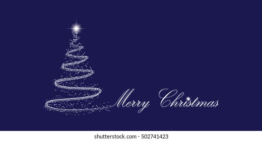 Christmas tree of light merry christmas inscription on a blue background vector illustration eps 10