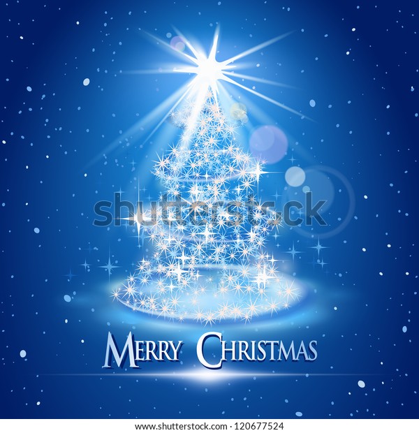 Christmas Tree Light Over Blue Background Stock Vector (Royalty Free ...