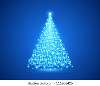 Christmas tree from light vector background. Eps 10.