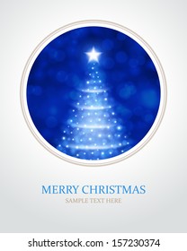 Christmas tree from light vector background. Card or invitation. Eps 10. 