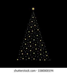 Christmas tree from light vector background. christmas tree of stars 