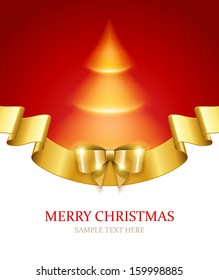 Christmas tree from light vector background. Card or invitation. Eps 10. 