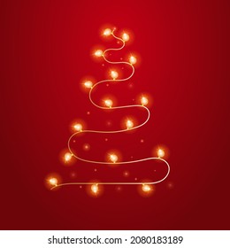 Christmas tree from light vector background.