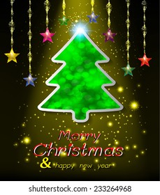 Christmas tree from light vector background 