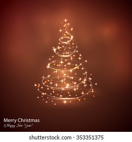 Christmas tree from light vector background