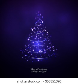 Christmas tree from light vector background