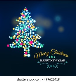 Christmas tree from light vector background