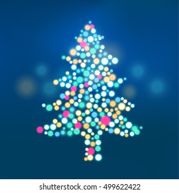 Christmas tree from light vector background