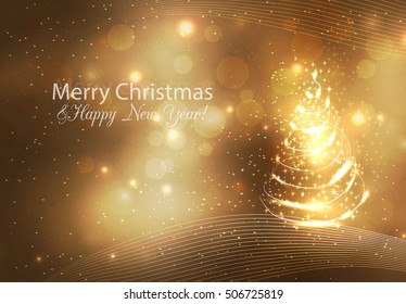 Christmas tree from light vector background