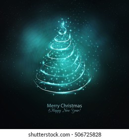 Christmas tree from light vector background