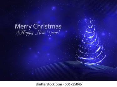 Christmas tree from light vector background