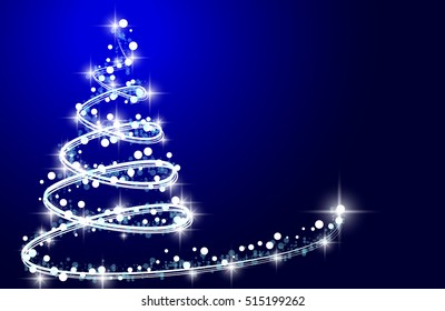 Christmas tree from light vector background. Greeting card or invitation. Eps 10.