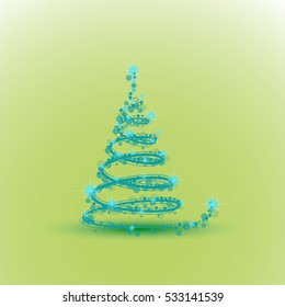 Christmas tree from light vector background, blue on yellow background