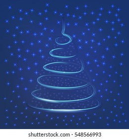 Christmas tree from light vector background - decoration 