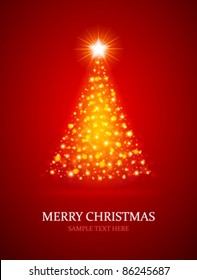 Christmas tree from light vector background. Eps 10.