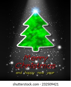 Christmas tree from light vector black background, 