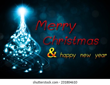 Christmas tree from light vector blue background 