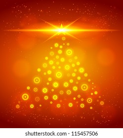 Christmas tree from light. Vector illustration.